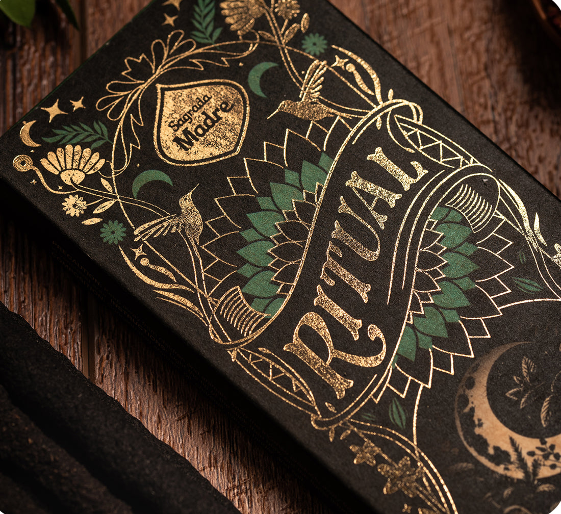 The Ritual name embossed in gold on the black Tranquility box