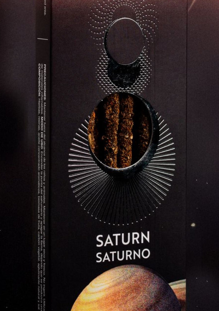 Saturn Cosmos packaging detail showing the planet Saturn and its name