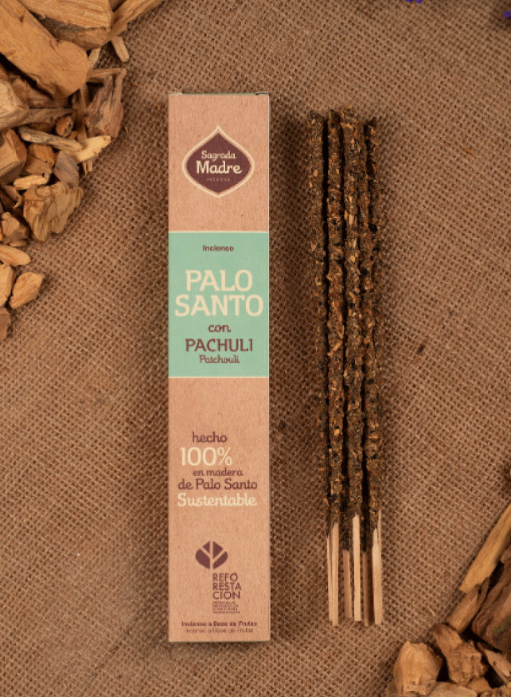 Palo Santo with Patchouli incense pack laid on burlap