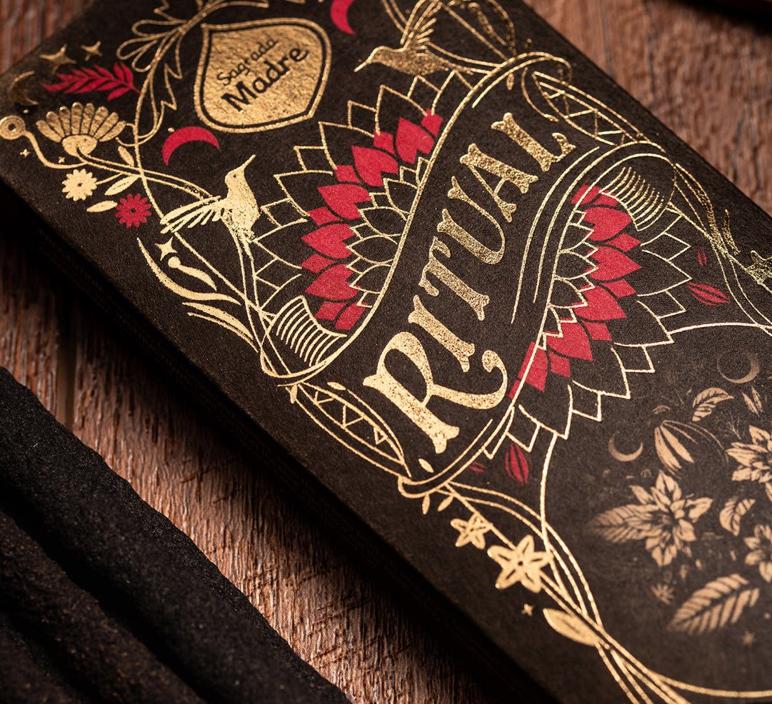 Cacao Ritual incense sticks and packaging