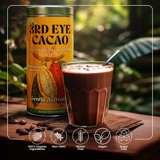 Gentle Activation ceremonial cacao elixir with lion's mane, ashwagandha and maca by 3rd Eye Cacao