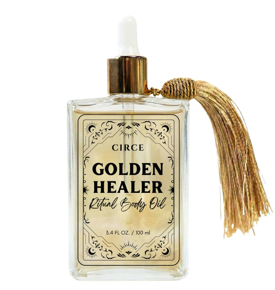 Healing Ritual Body Oil, 3.4 oz apothecary glass bottle.