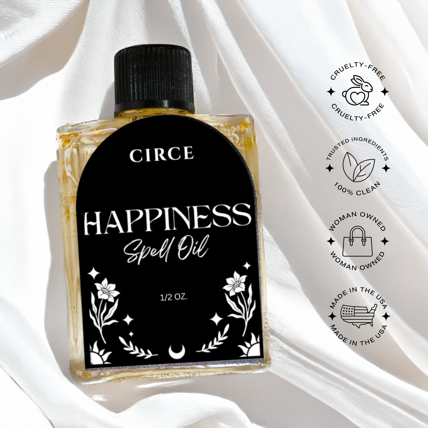 Happiness Ritual Oil, .36 oz glass bottle — alternate view.