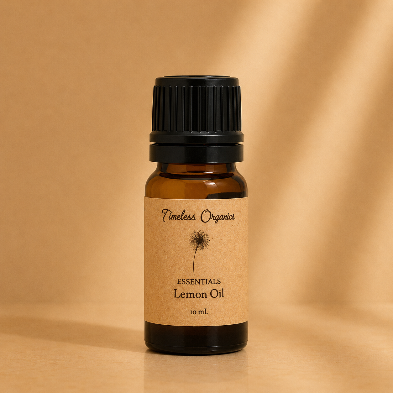 Bottle of pure certified organic lemon essential oil