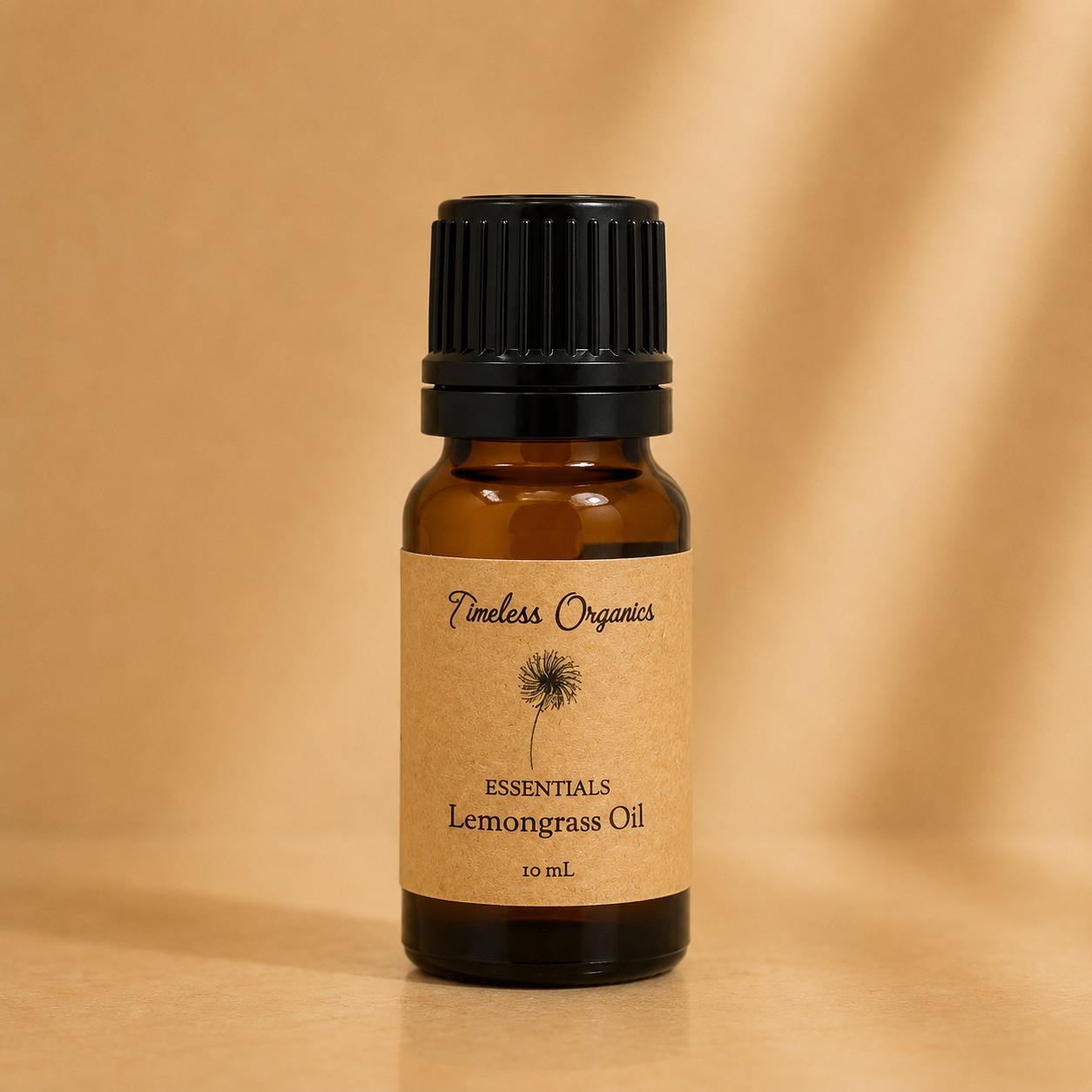 Bottle of pure certified organic lemongrass essential oil