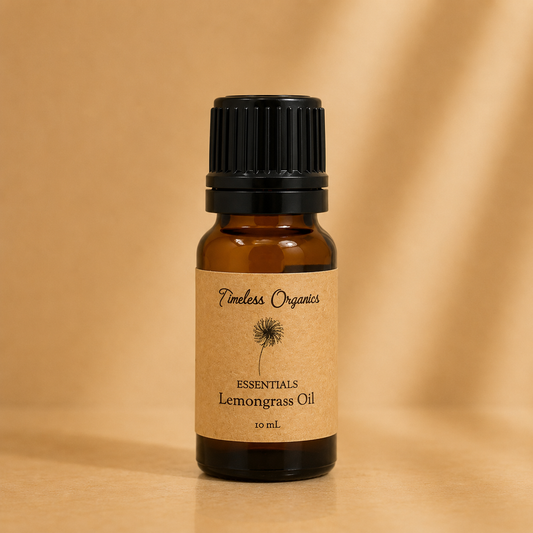 Bottle of pure certified organic lemongrass essential oil