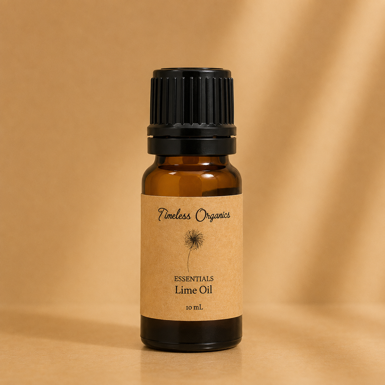 Bottle of pure certified organic lime essential oil