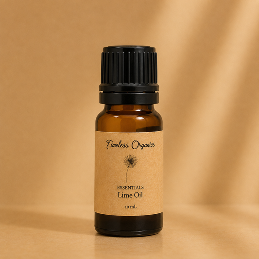 Bottle of pure certified organic lime essential oil