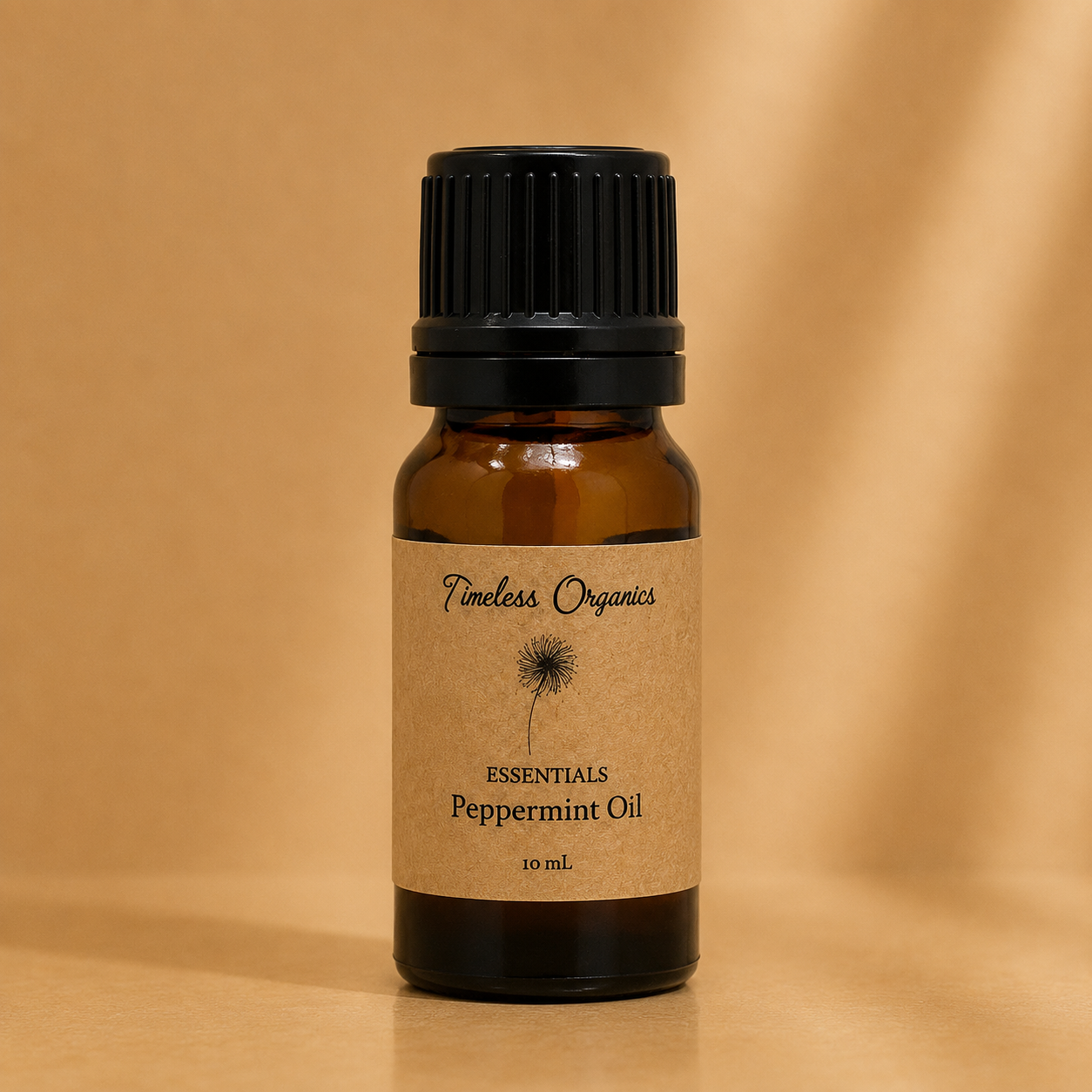 Bottle of pure certified organic peppermint essential oil