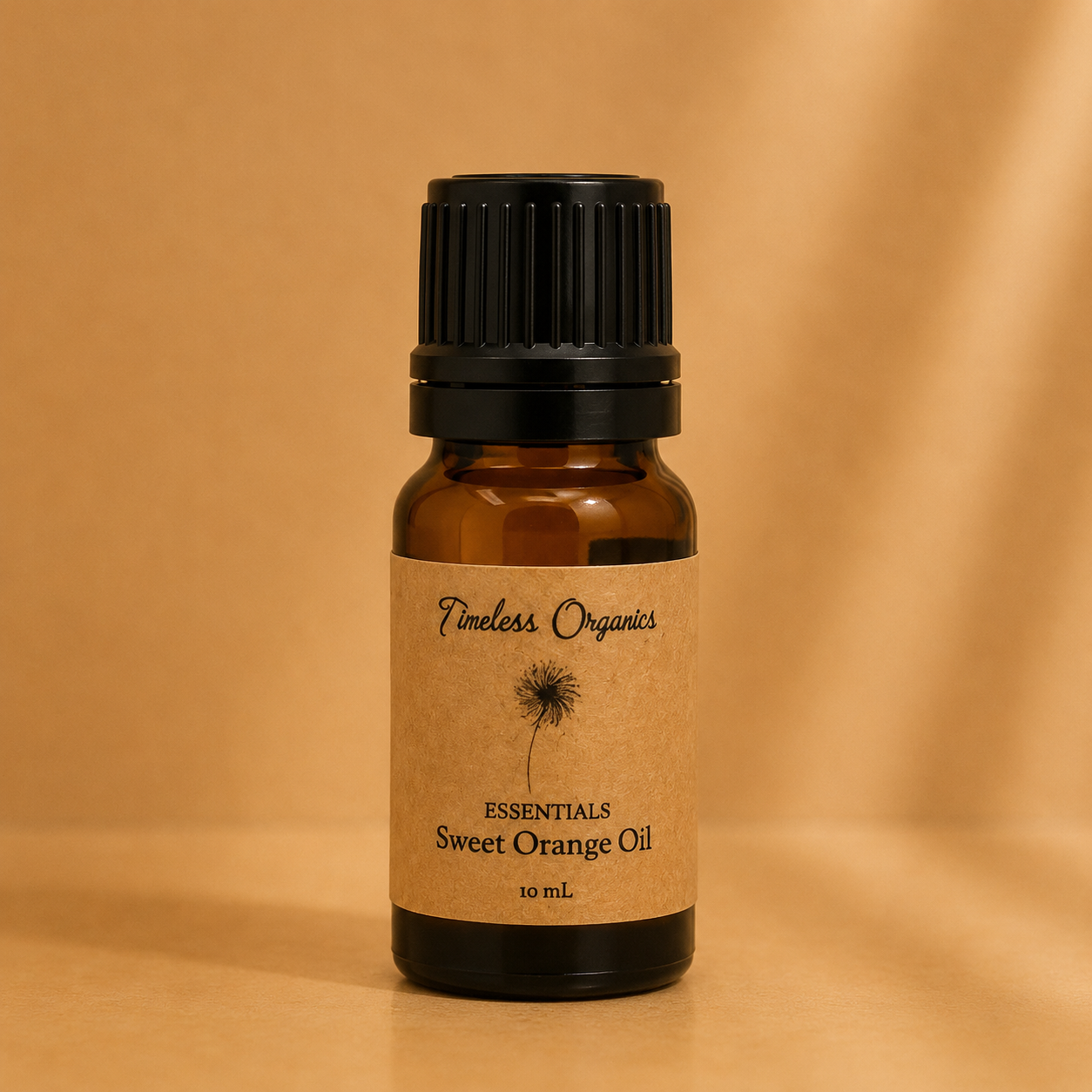 Bottle of pure certified organic sweet orange essential oil