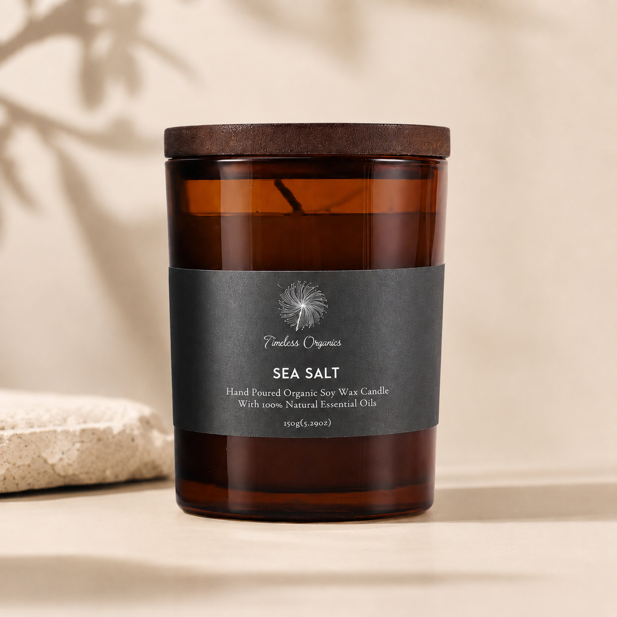Sea Salt limited edition soy candle in recyclable amber glass