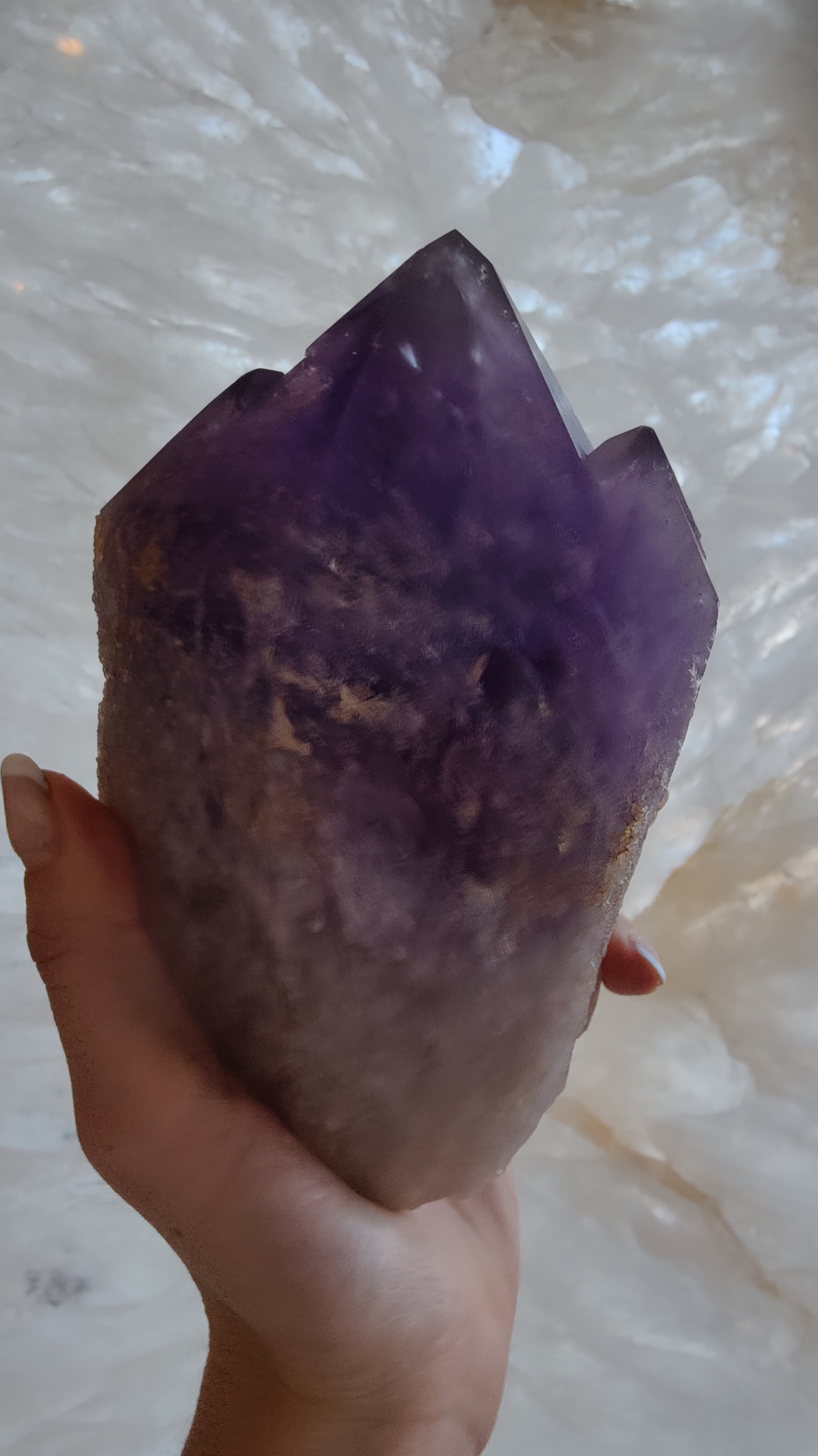 Detail of the termination faces on a Bolivian amethyst point