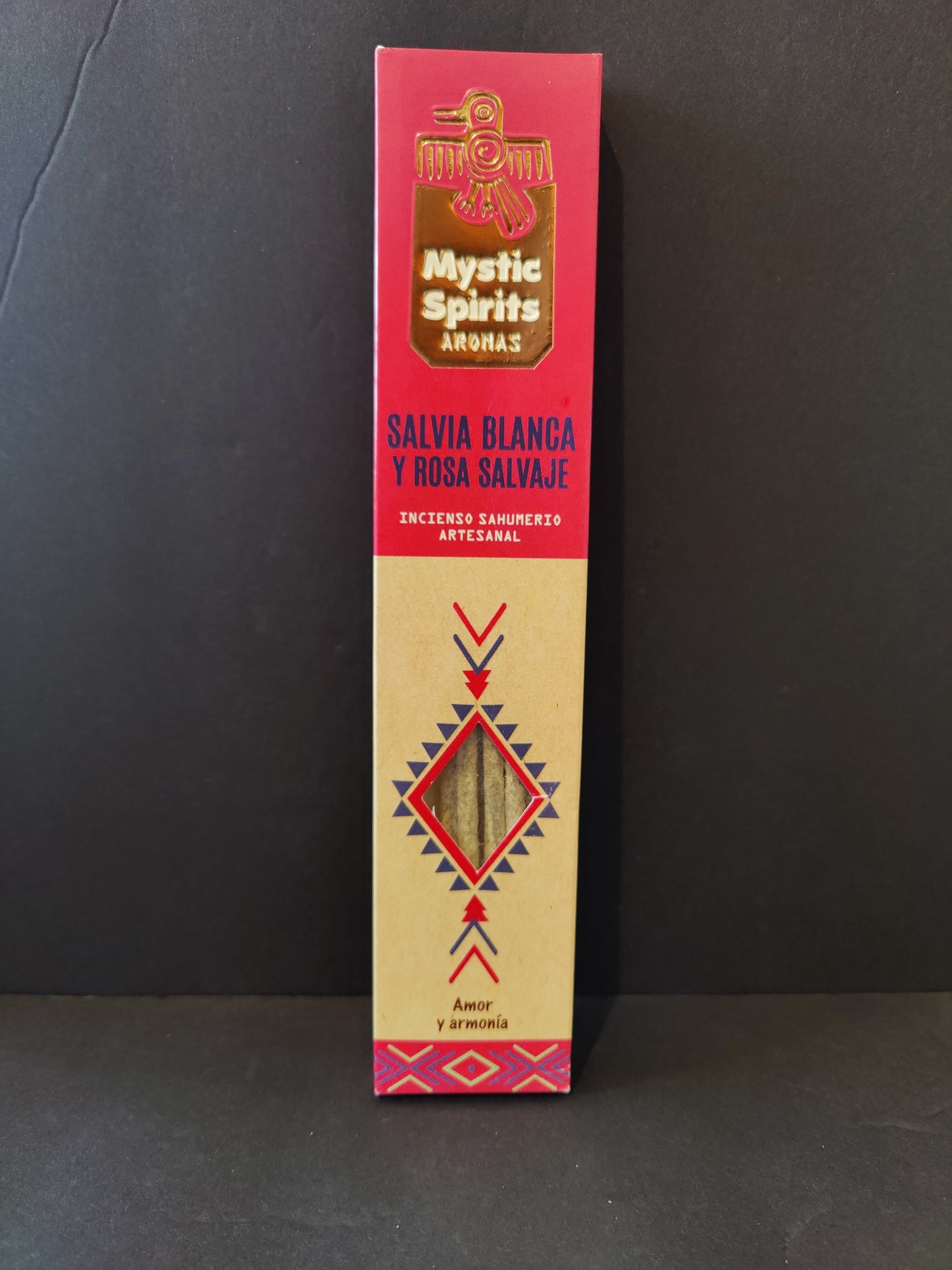 Pack of white sage smudge incense sticks fanned out on a dark surface — view 3