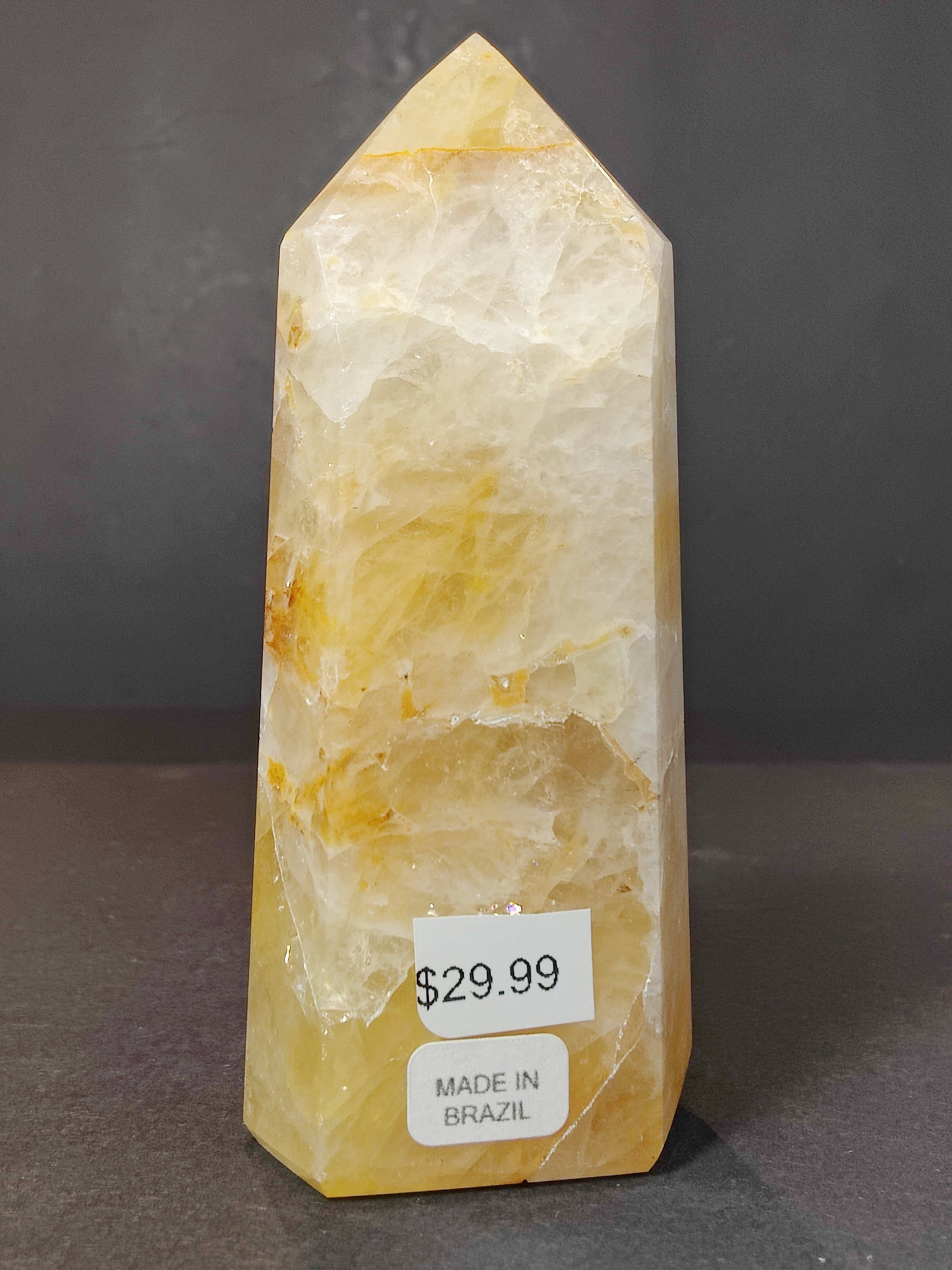 Alternative angle of the Golden Healer Hematoid Quartz Obelisk Tower