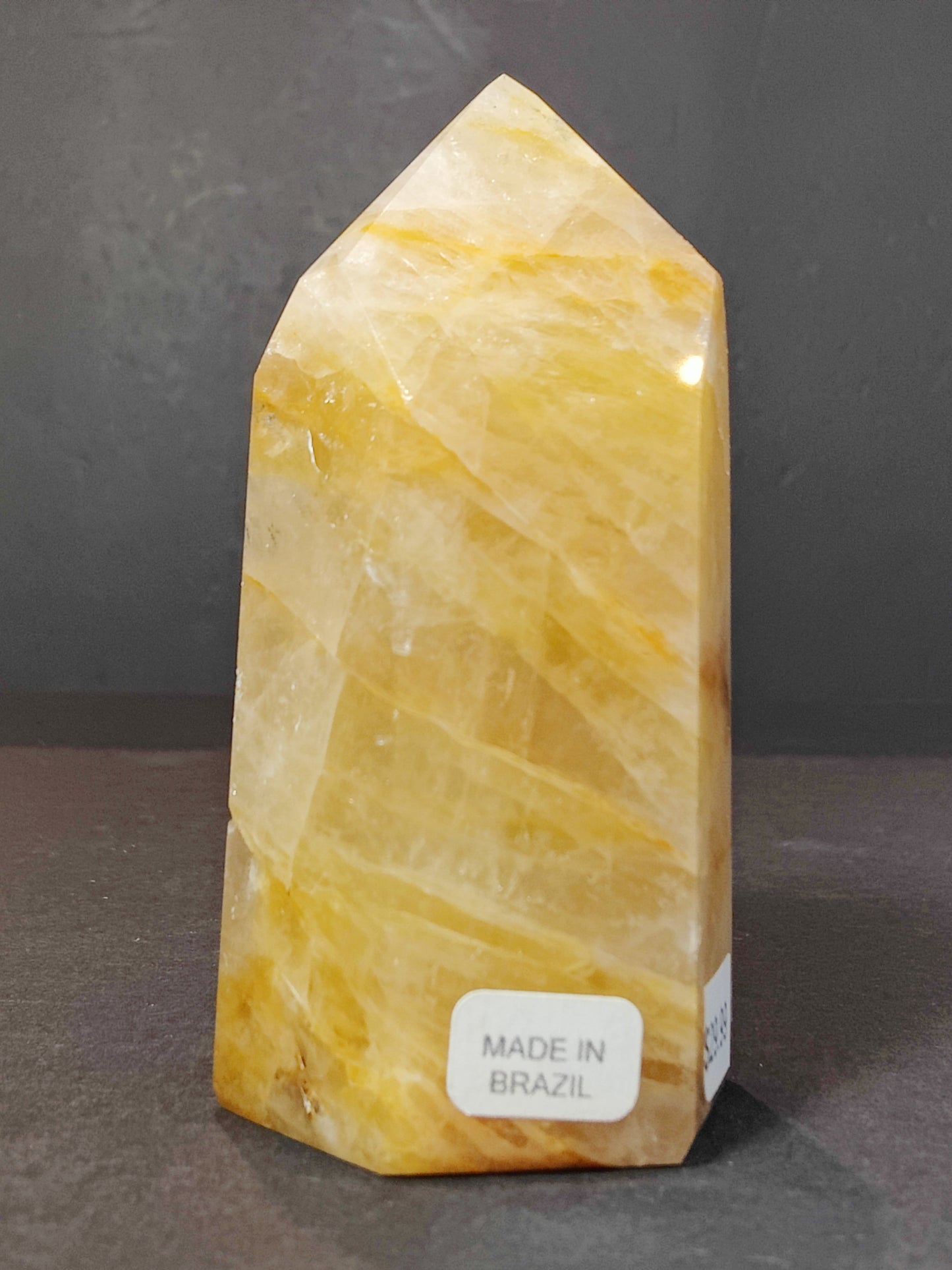 Golden Healer Hematoid Quartz Obelisk Tower — Polished Brazilian Crystal