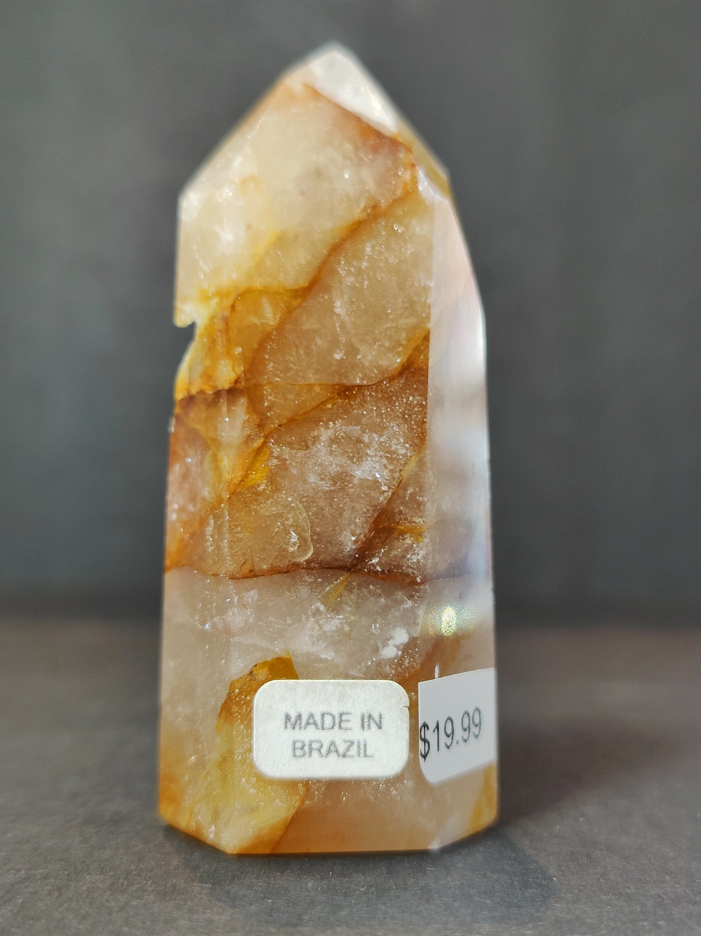 Golden Healer Hematoid Quartz Obelisk Tower — Polished Brazilian Crystal