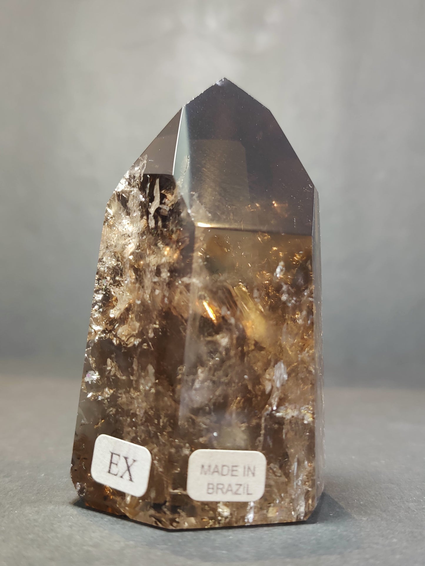 Smoky & Clear Quartz Free Form Sculpture — Polished Brazilian Statement Crystal