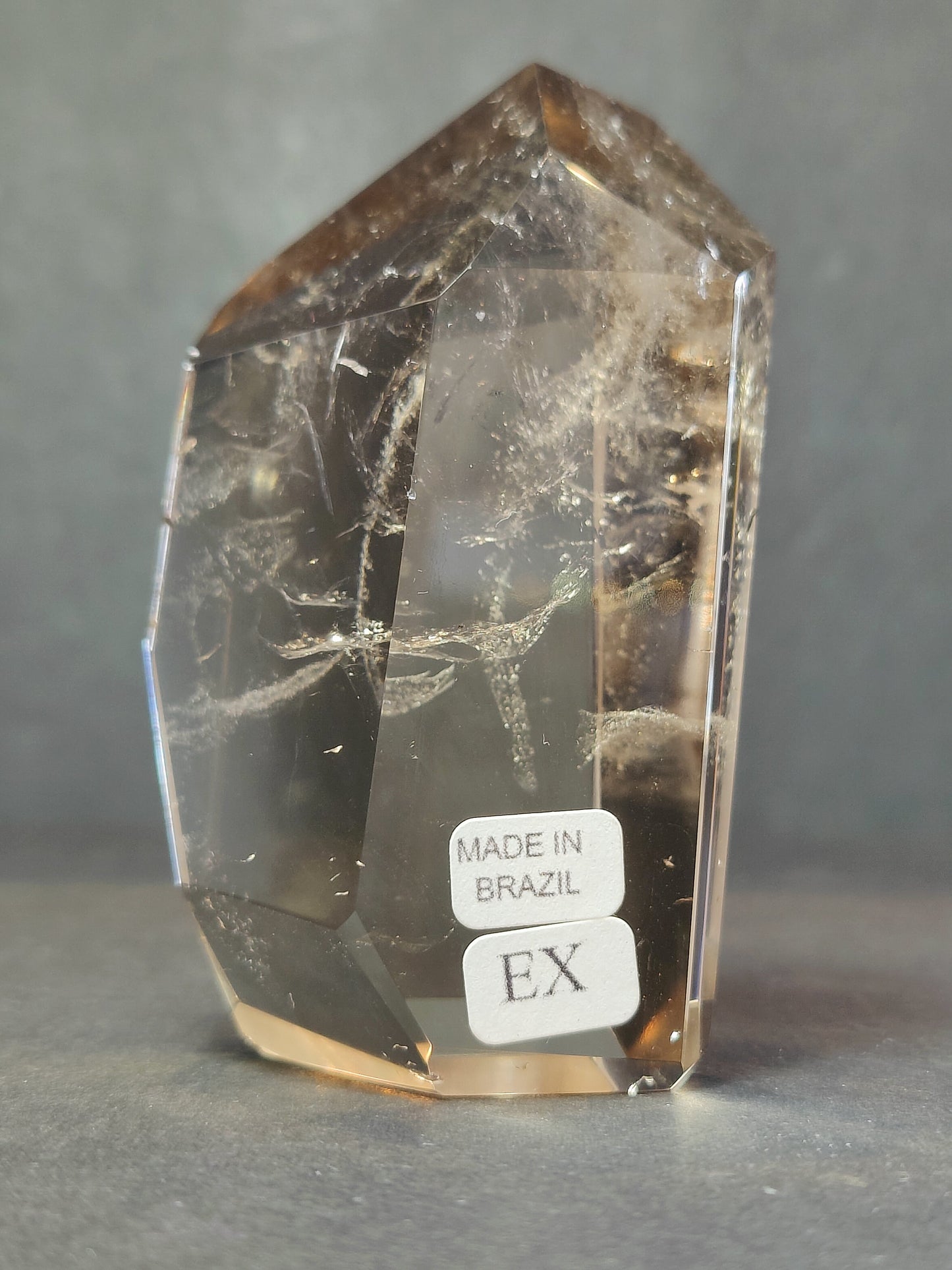 Smoky & Clear Quartz Free Form Sculpture — Polished Brazilian Statement Crystal