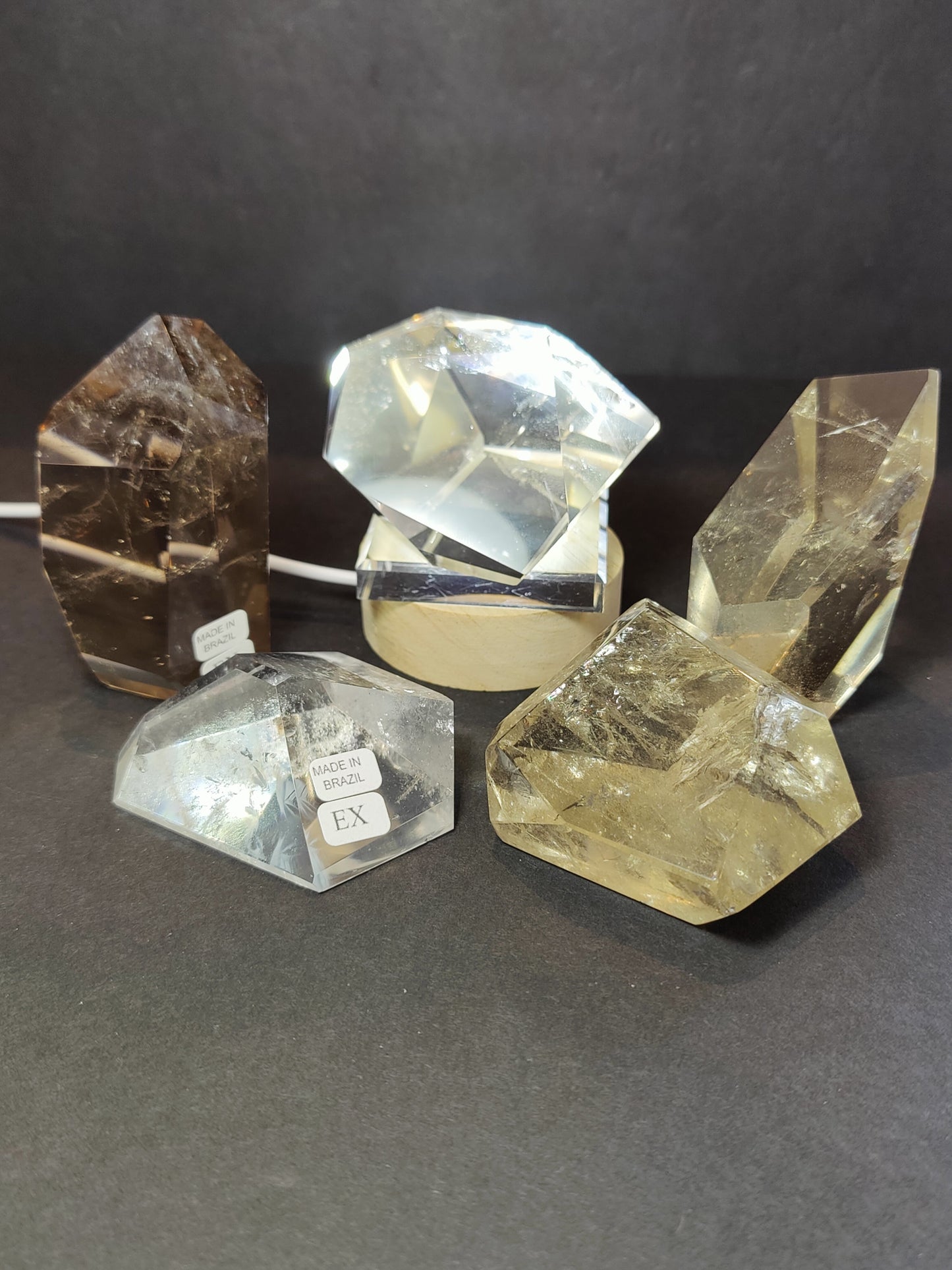 Smoky & Clear Quartz Free Form Sculpture, polished crystal piece from Brazil