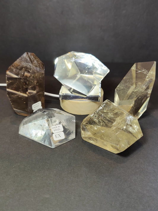 Smoky & Clear Quartz Free Form Sculpture, polished crystal piece from Brazil