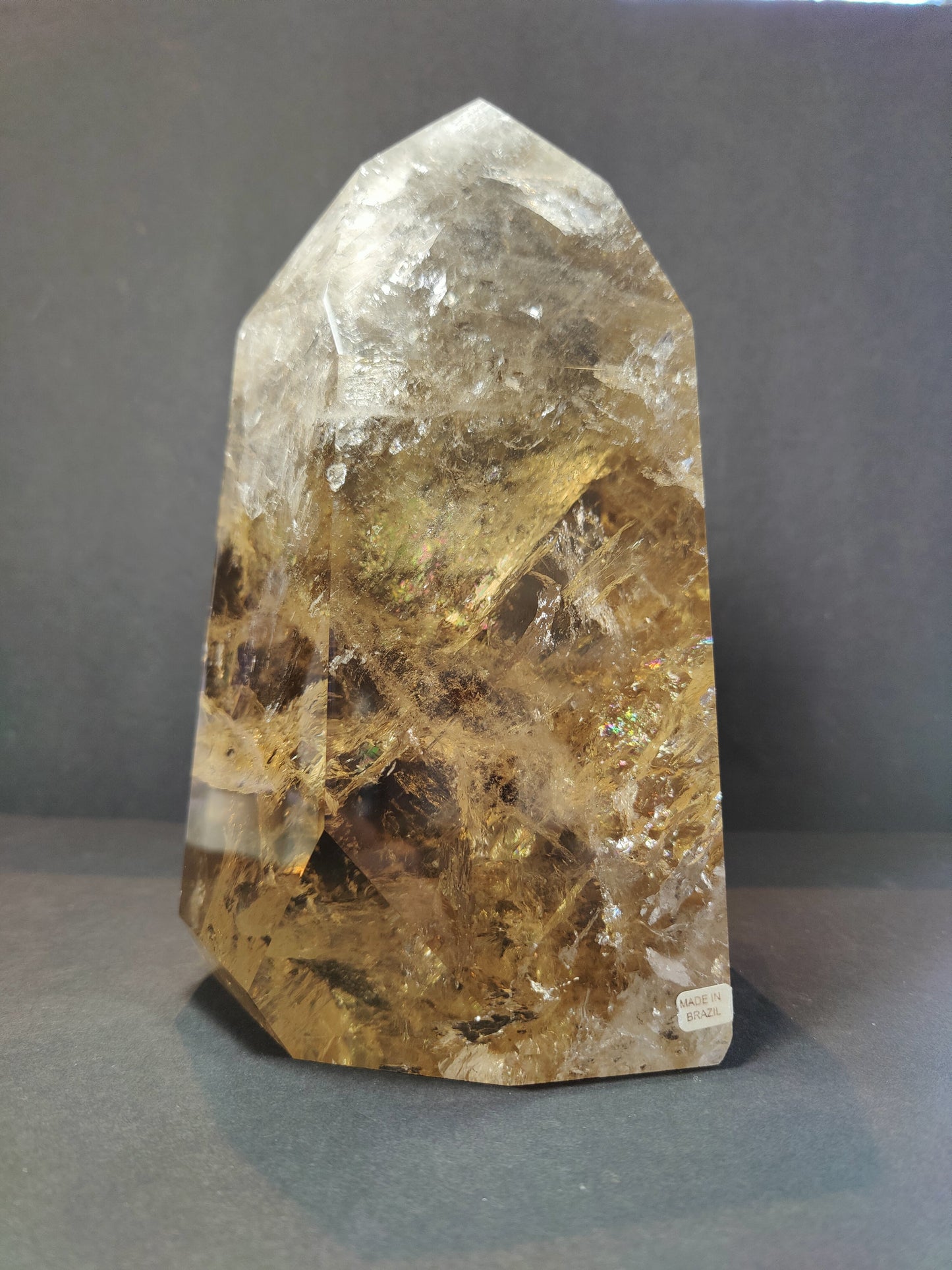 The Natural Citrine Polished Point 4.53 kg photographed against a plain backdrop for scale