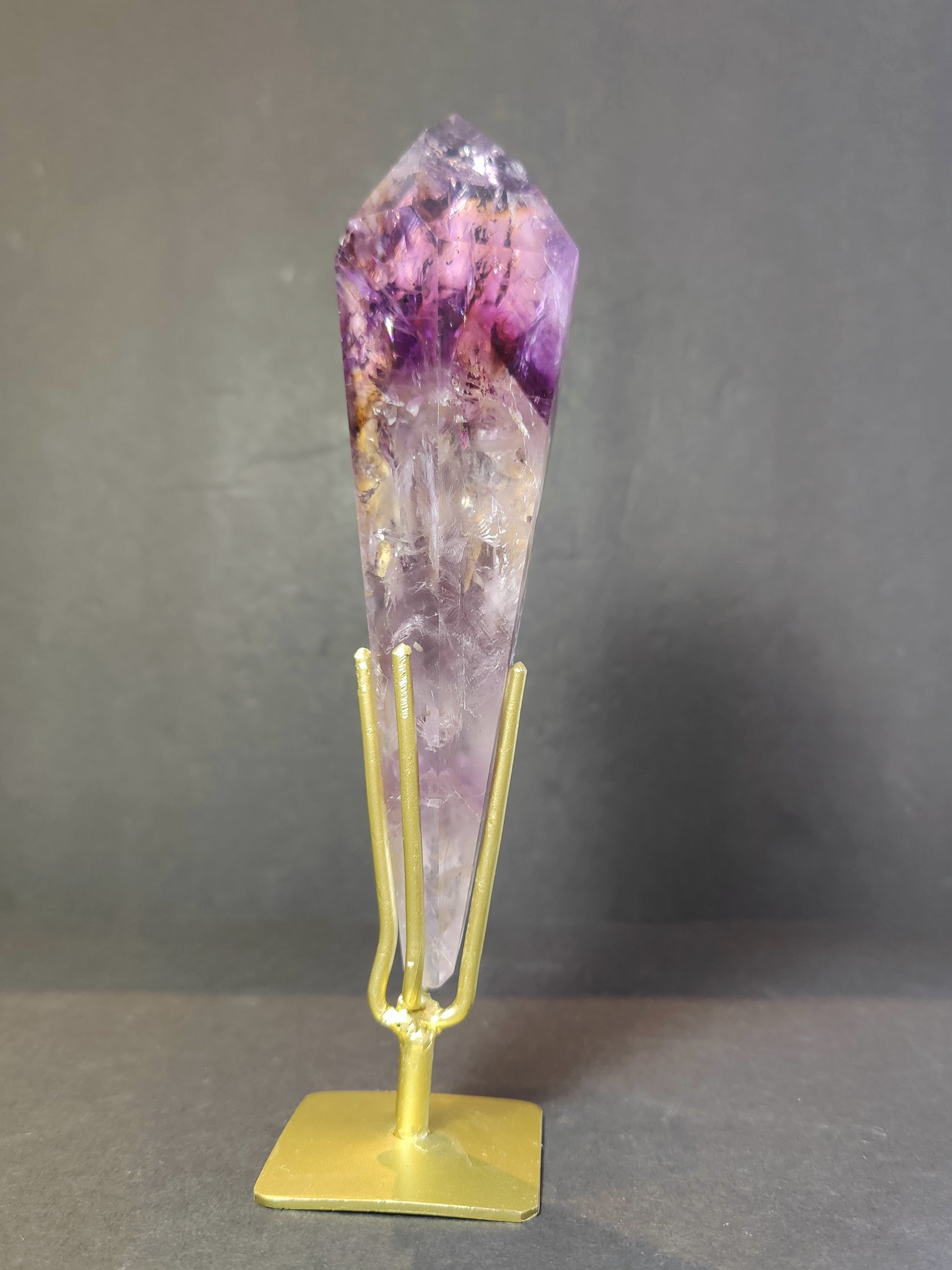 Detail of the polished tip of the amethyst scepter wand