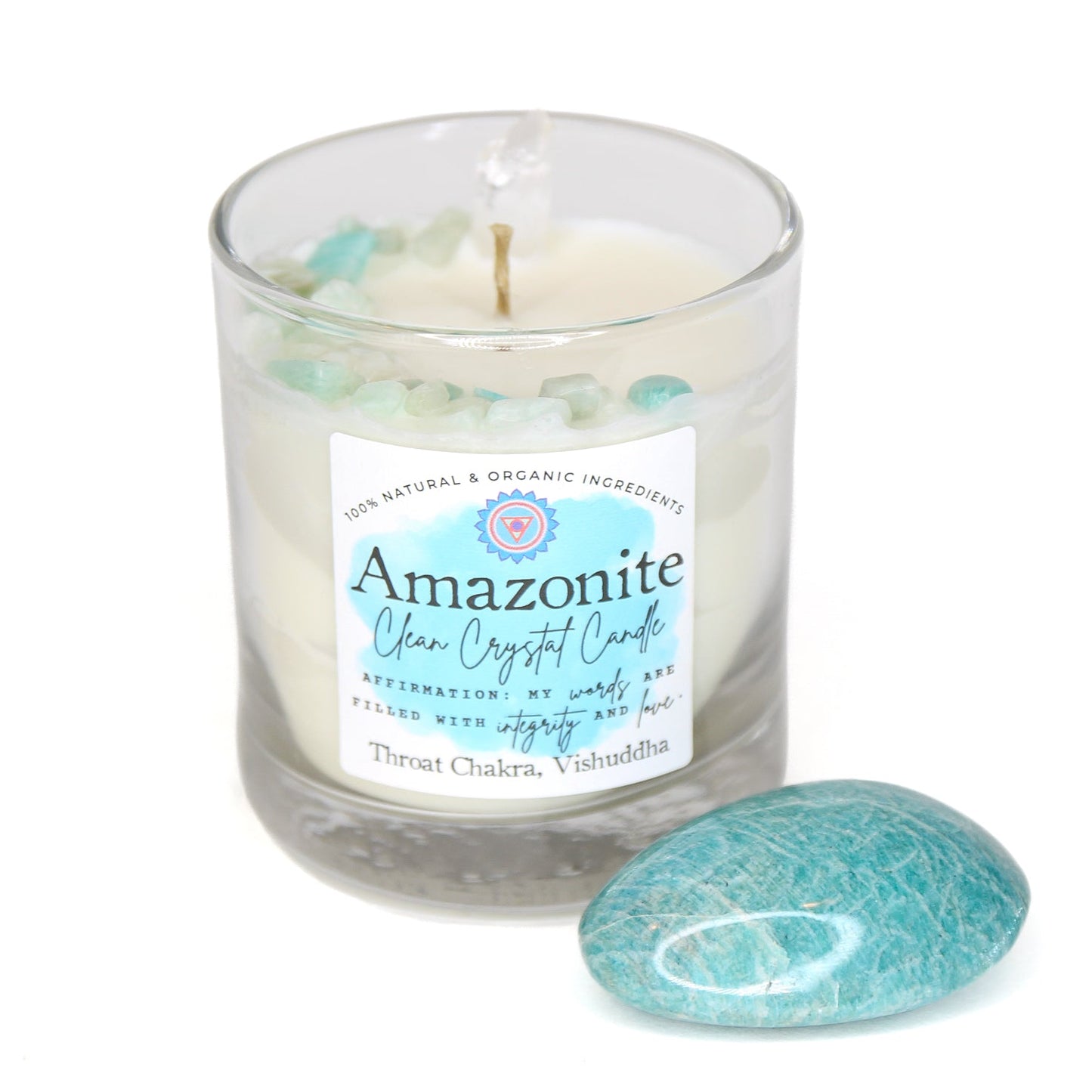 Amazonite Chakra Candle — Truth & Stress Relief, Throat Chakra