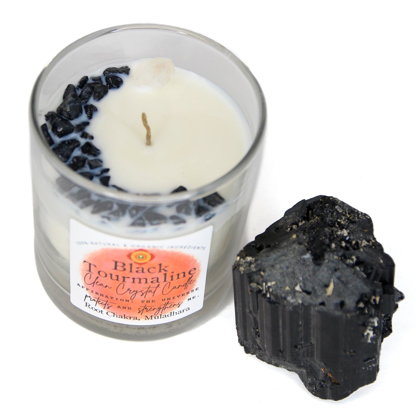 Black Tourmaline Chakra Candle — Protection & Boundaries, Root Chakra