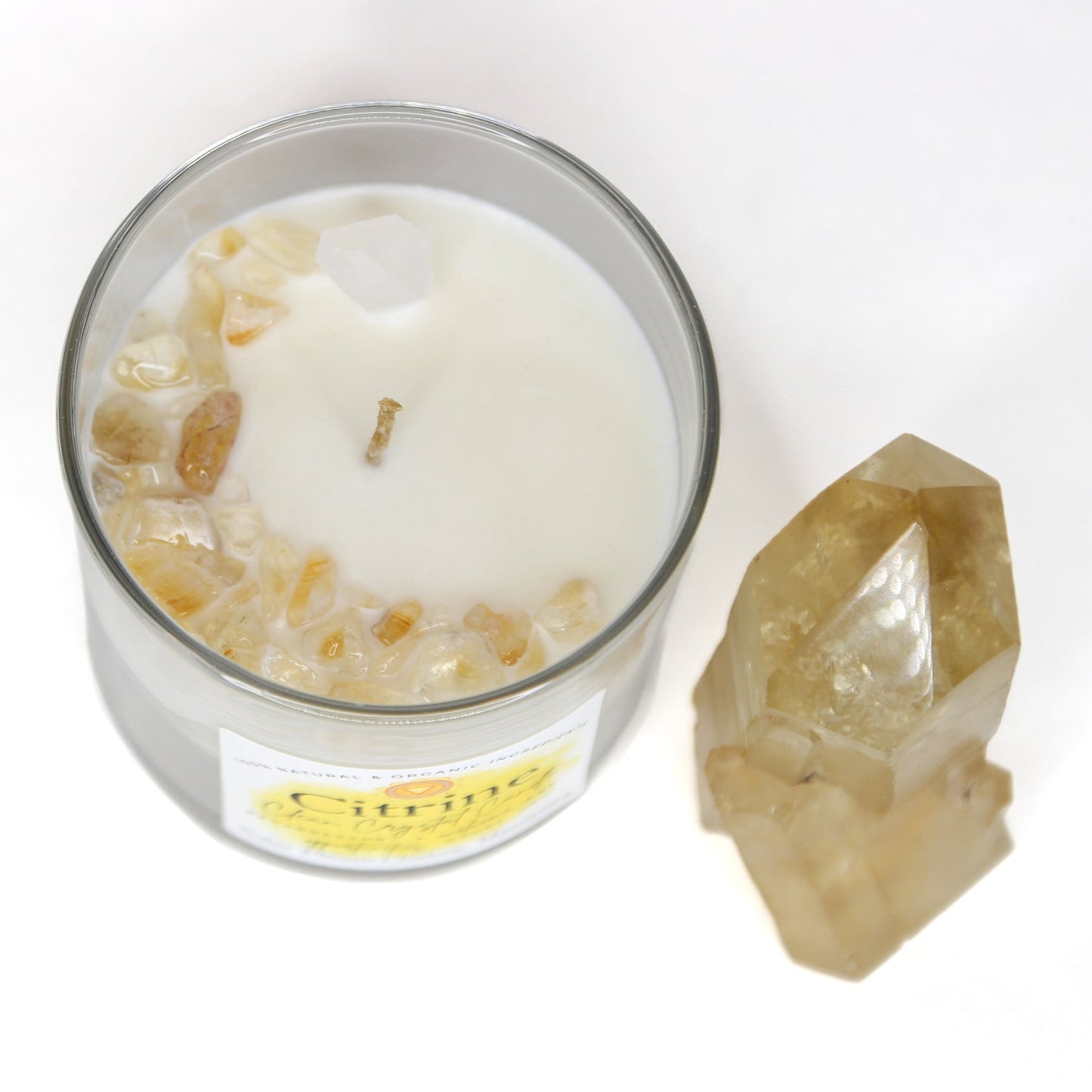 Citrine Clean Crystal Candle — Unscented Soy Candle for Abundance & Manifestation