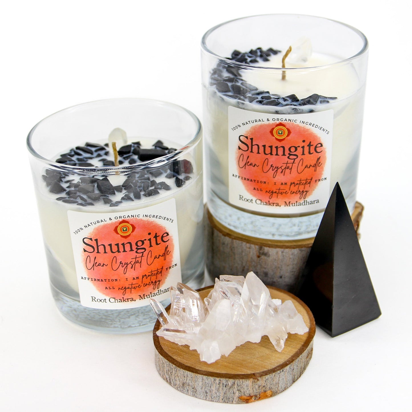 Shungite Chakra Candle — Purifying & EMF Protection, Root Chakra