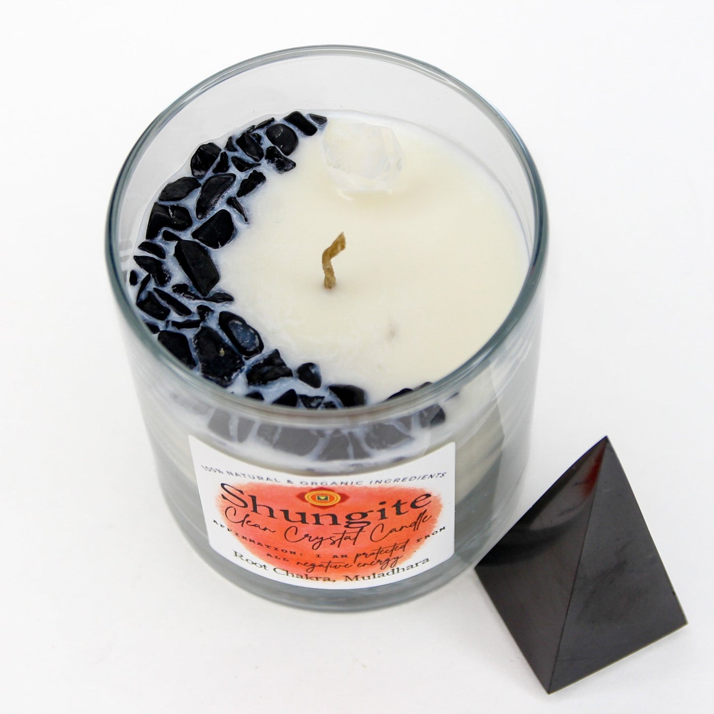 Shungite Chakra Candle — Purifying & EMF Protection, Root Chakra