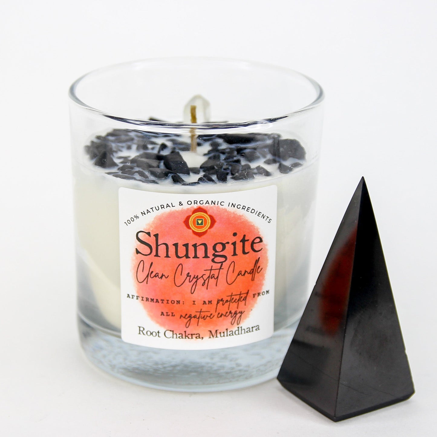 Shungite Chakra Candle — Purifying & EMF Protection, Root Chakra
