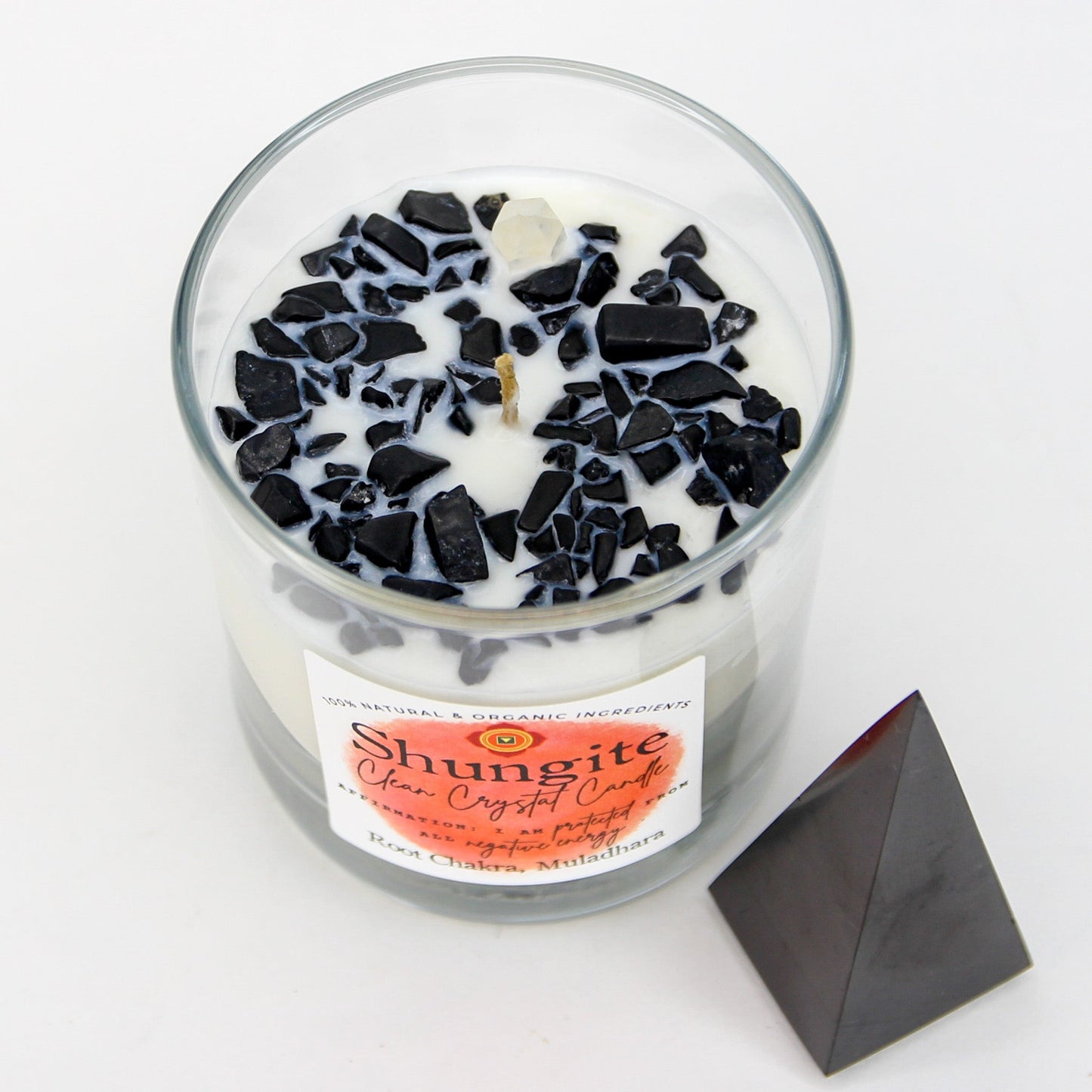 Shungite Chakra Candle — Purifying & EMF Protection, Root Chakra