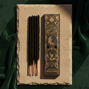 A box of Energetic Cleanse ritual incense sticks scented with frankincense and myrrh.