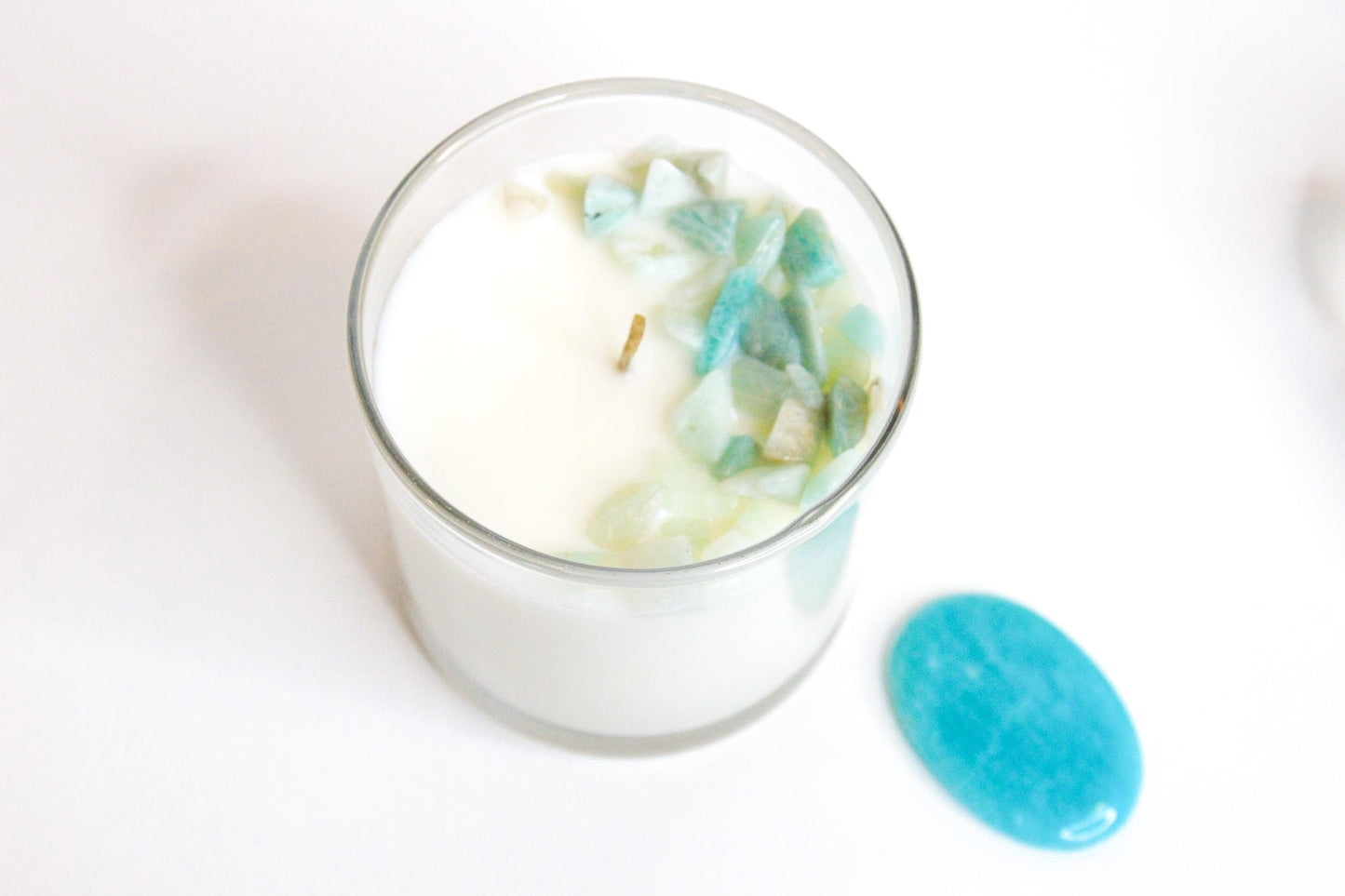 Amazonite Chakra Candle — Truth & Stress Relief, Throat Chakra