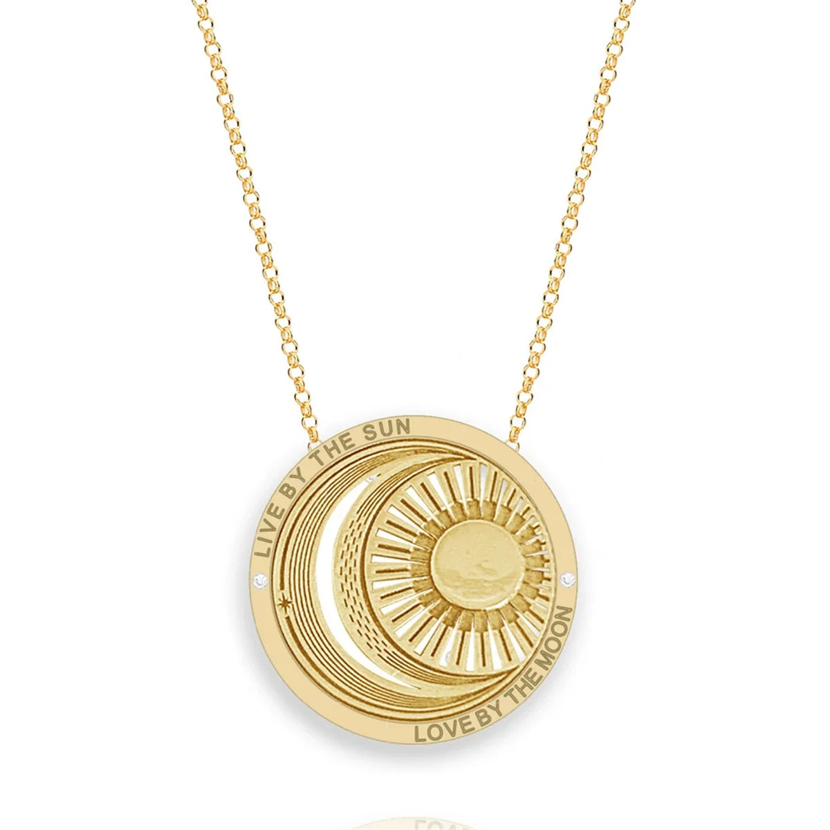 Gold-tone boho pendant necklace with celestial charm on a fine chain — view 3 of 6