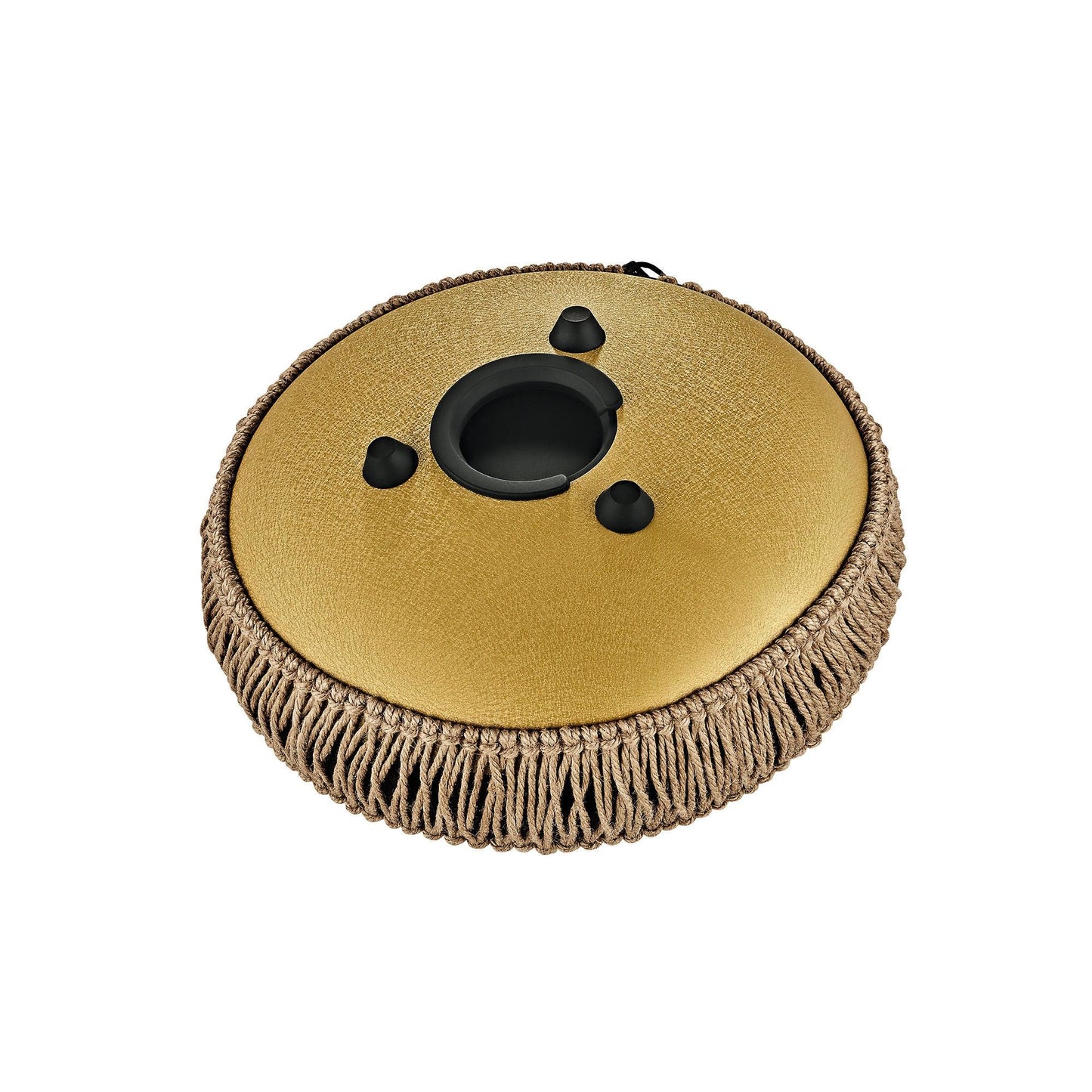 10-inch gold steel tongue drum in C major with eight notes and wooden mallets — view 10 of 11