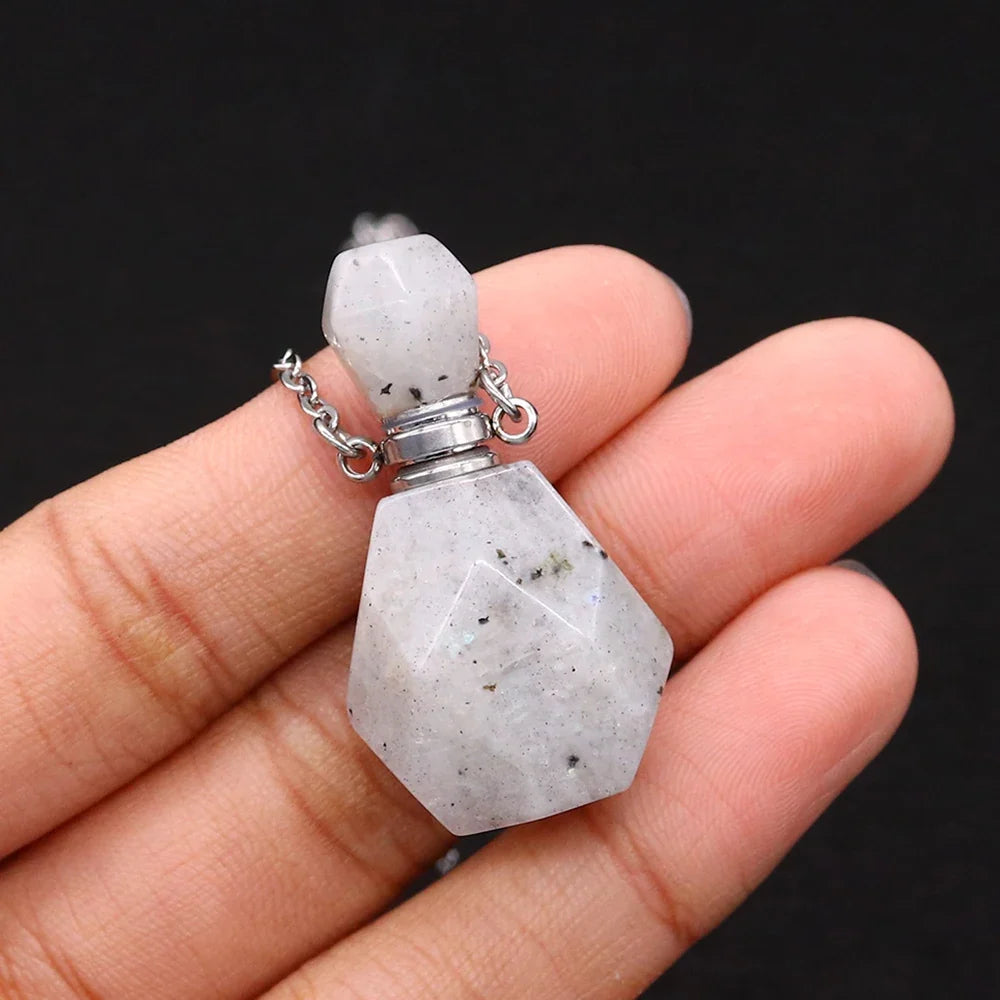 Crystal Potion Bottle Necklaces — Tiny Glass Vial Pendant for Oils