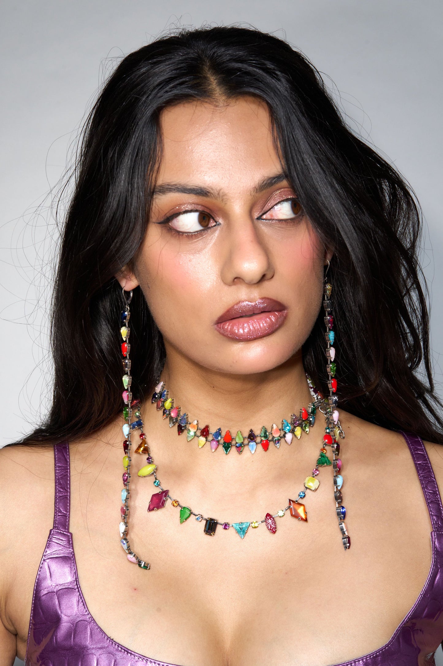 Double mini Aurora Fang choker shown flat