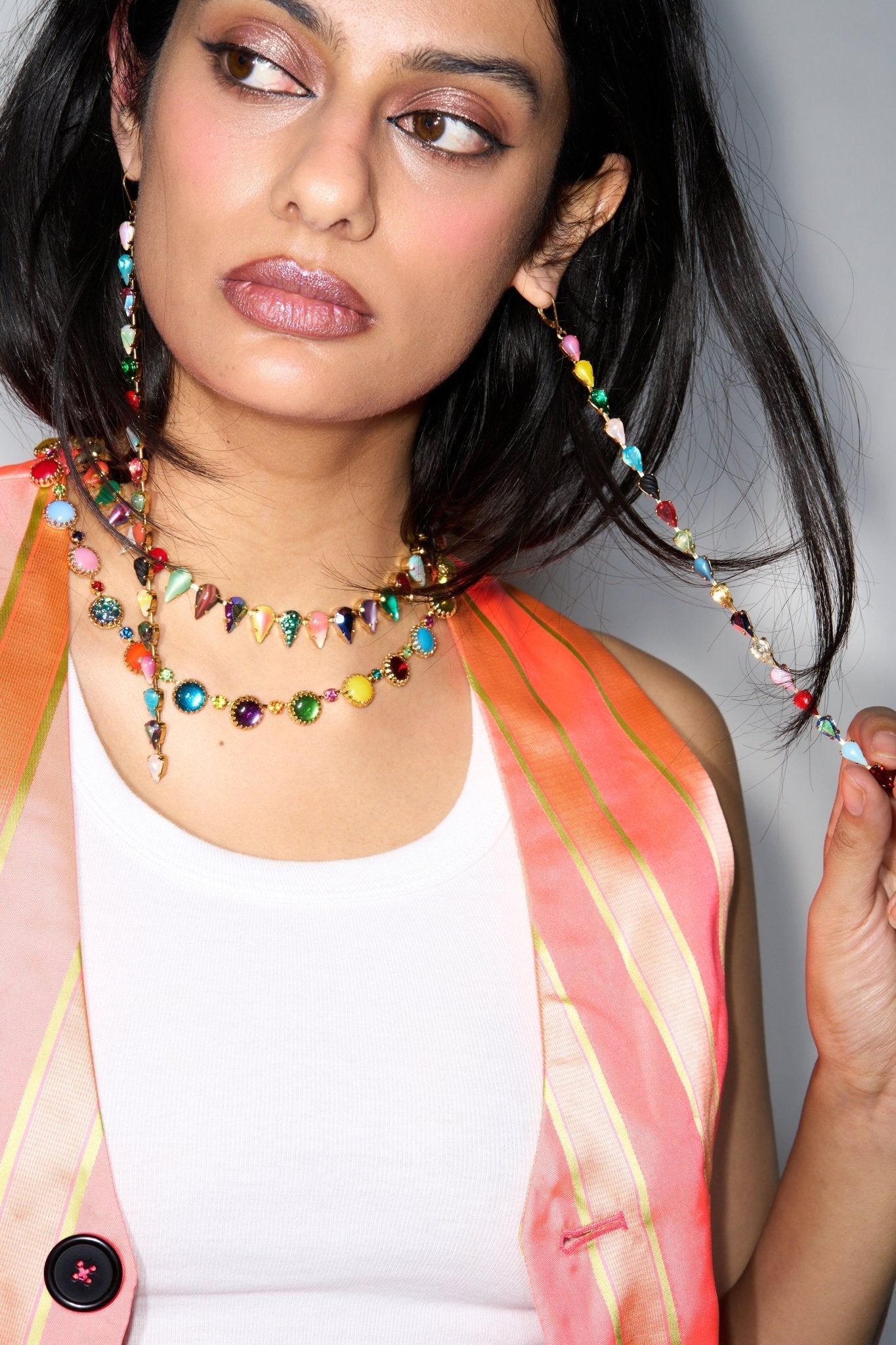 Paint Pot gold choker shown flat