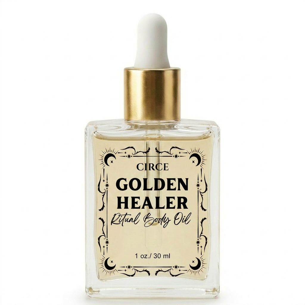 Healing Ritual Body Oil, 3.4 oz apothecary glass bottle — alternate view.