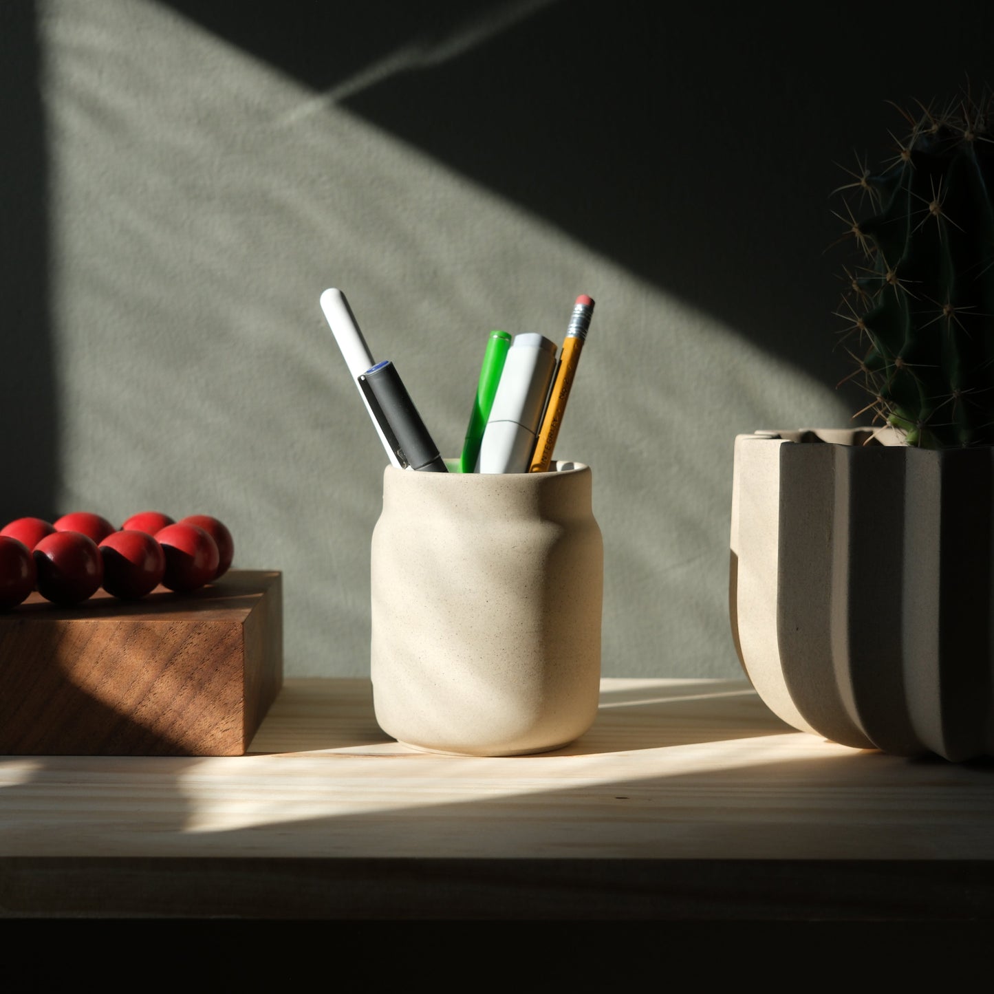 Handmade stoneware coffee tumbler mug — view 4