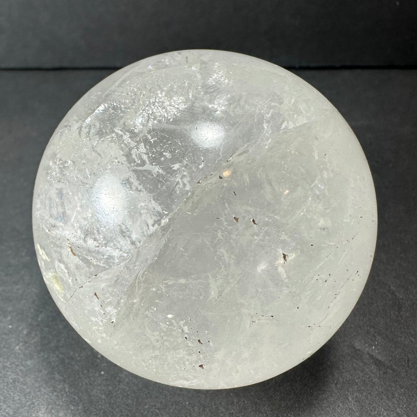 Quartz sphere photographed with light passing through it