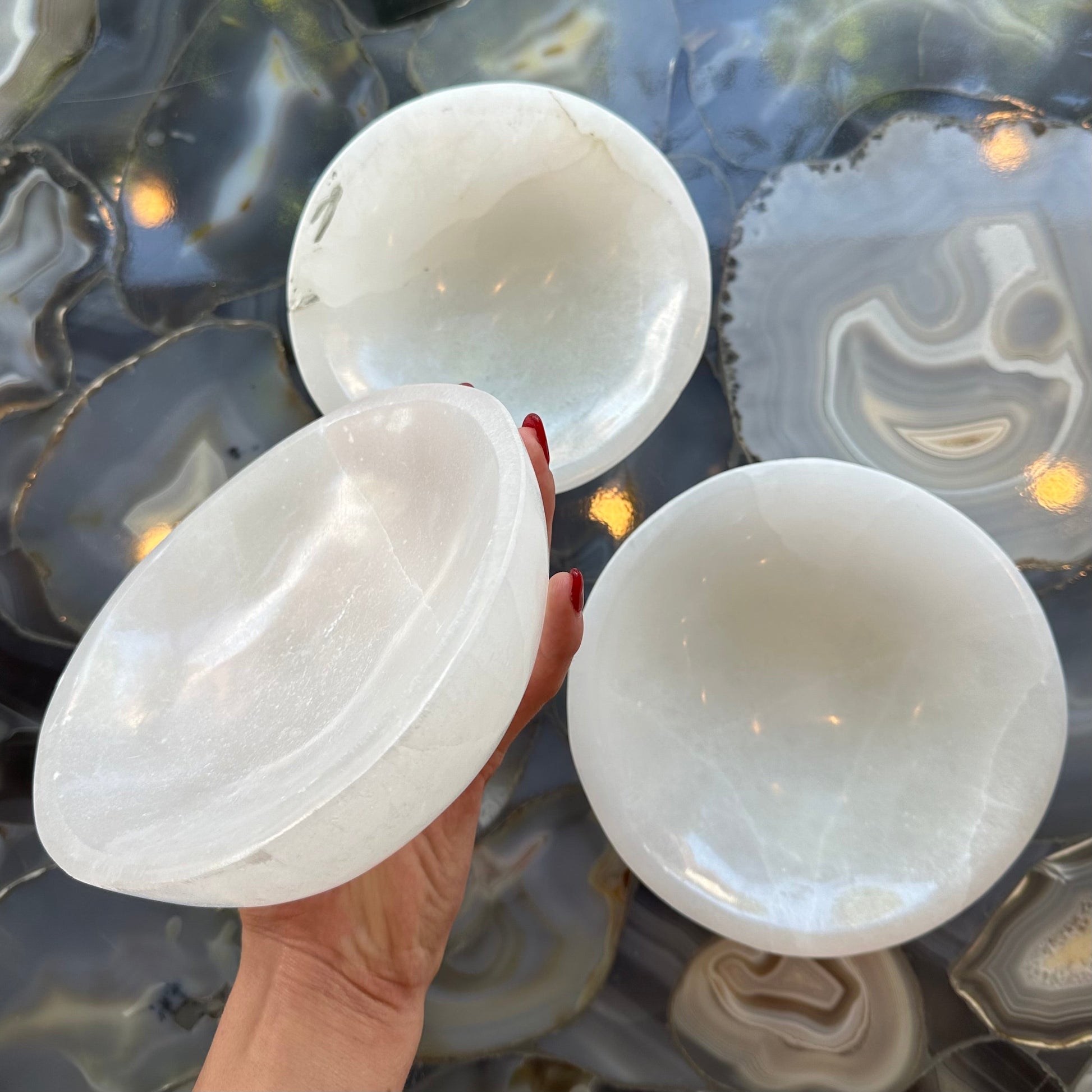 Selenite bowl seen from above