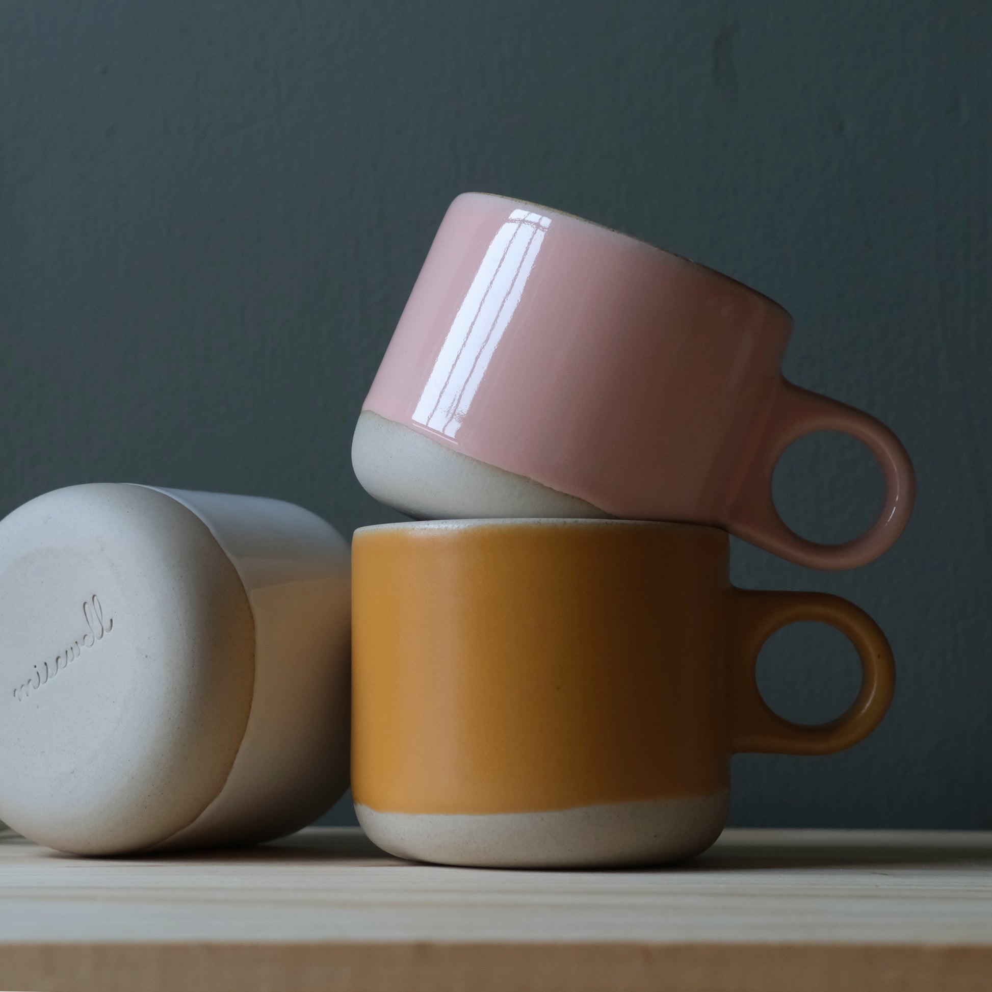 Handmade dipped-glaze stoneware Scotty mug
