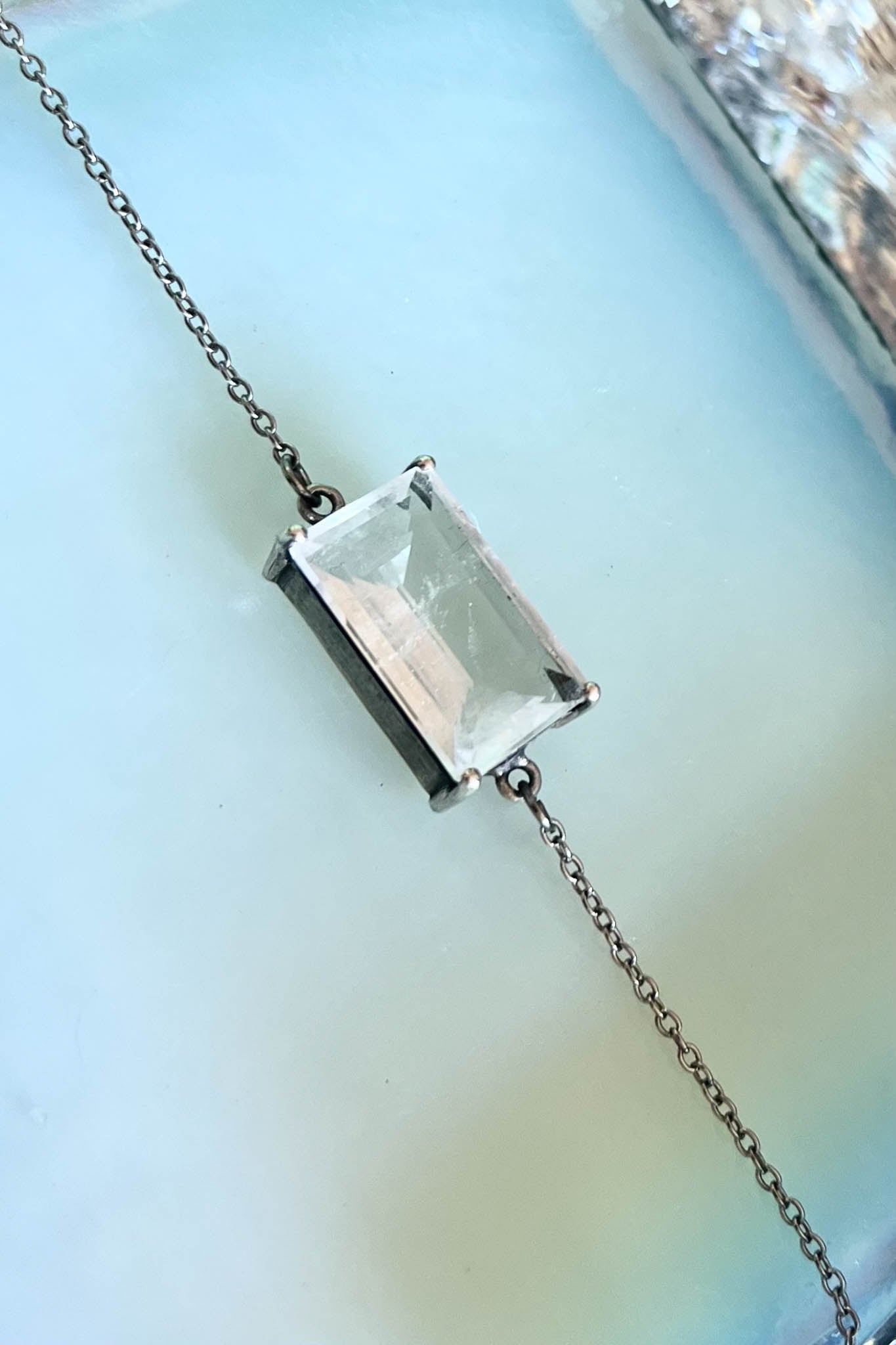 Obscura Stacking Shards in Striated Crystal — jagged natural quartz shards suspended from whisper-thin sterling silver chains — view 2