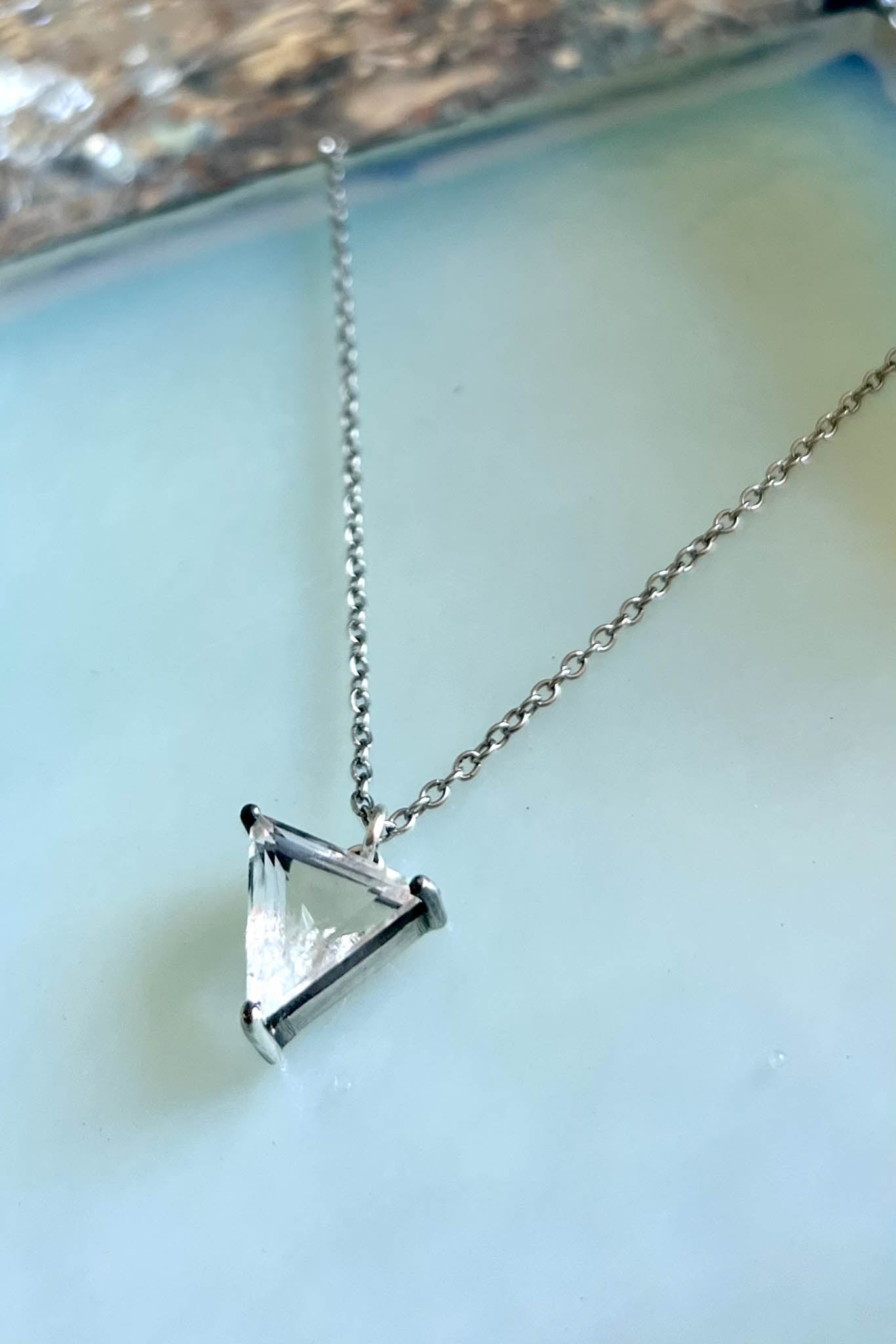 Obscura Stacking Shards in Striated Crystal — jagged natural quartz shards suspended from whisper-thin sterling silver chains — view 3