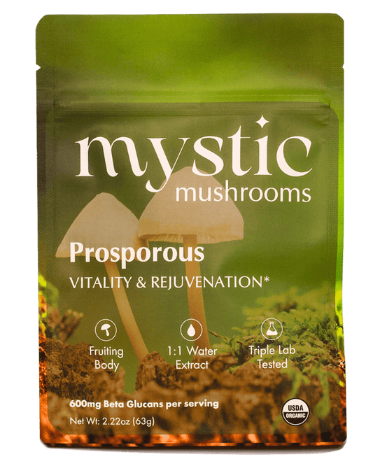 Ora Cacao ProSporous mushroom extract pouch shown on a plain neutral background.