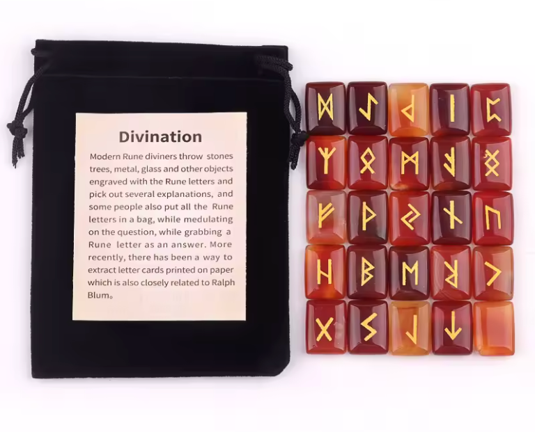 Set of rectangular crystal rune tiles engraved with runic symbols on a dark surface — view 2 of 12