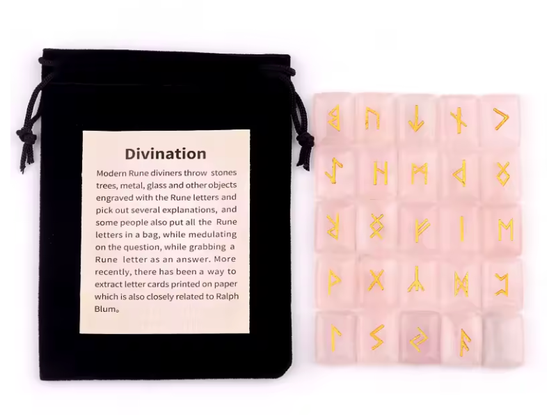 Set of rectangular crystal rune tiles engraved with runic symbols on a dark surface — view 6 of 12